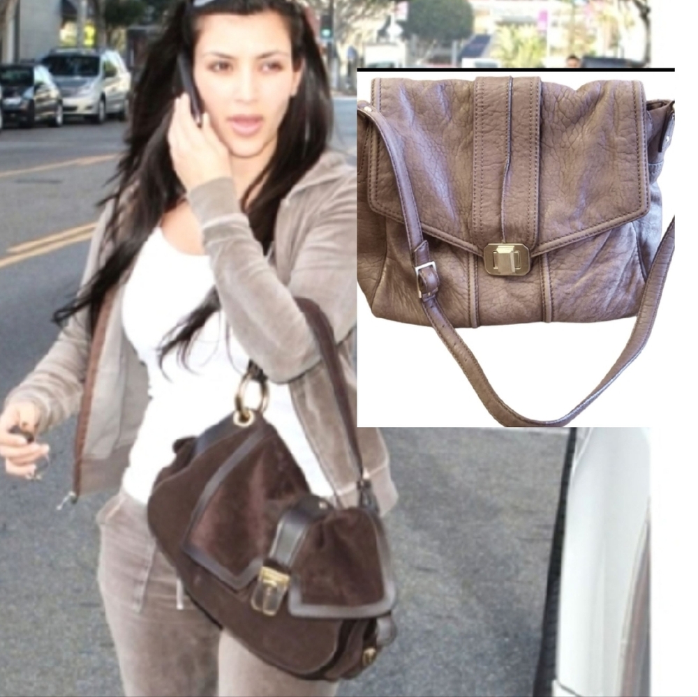Rare Juicy Couture Vintage distressed leather messenger crossbody shoulder Bag